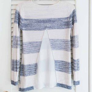 Blue/Ivory Strip CK Sweater with split-back detail